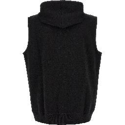 Black Cotton Sleeveless Jacket