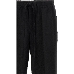 Black Virgin Wool Casual Pants