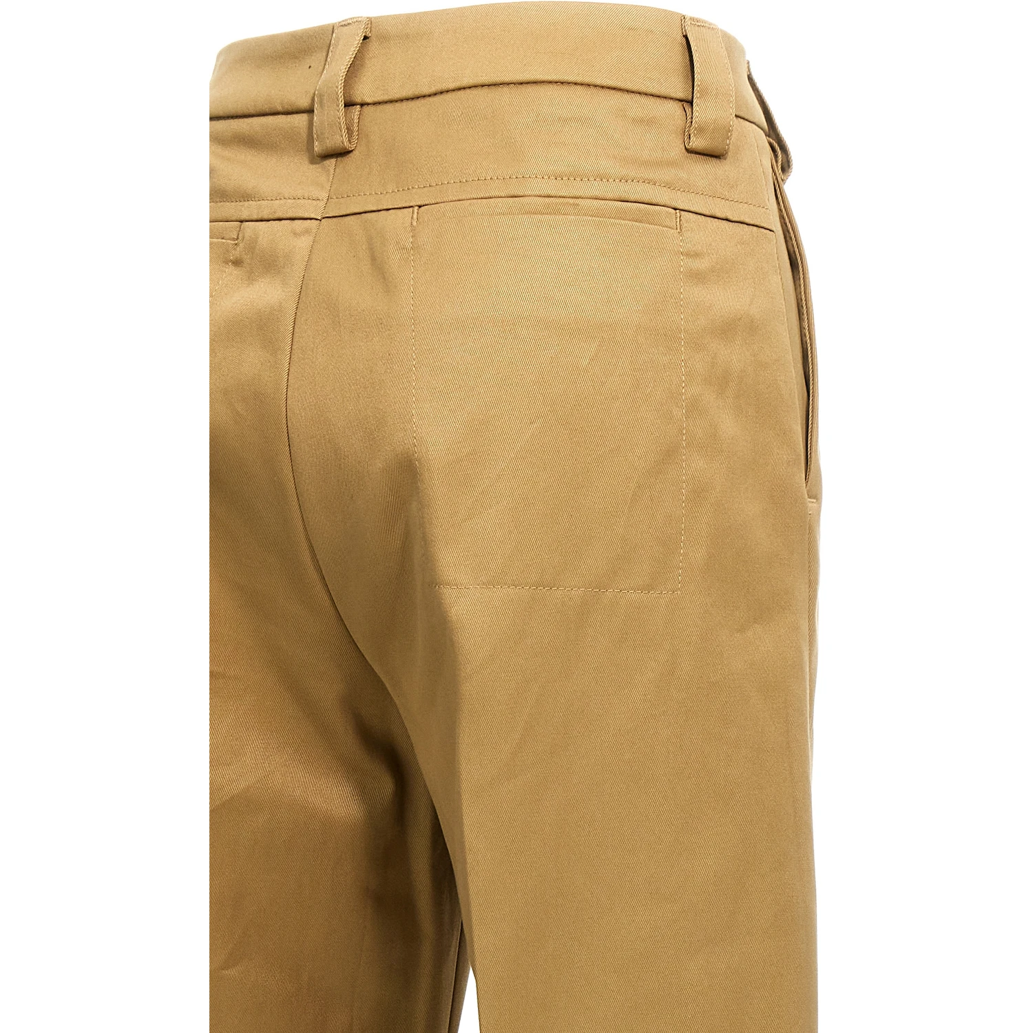 Beige Cotton Casual Pants