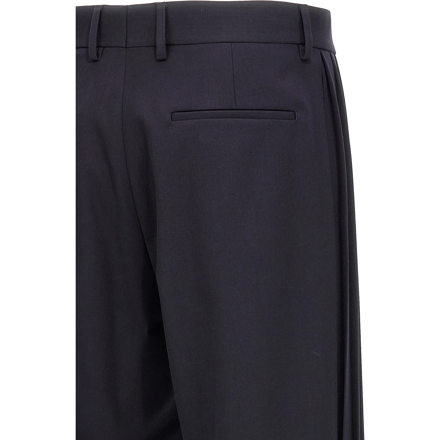 Blue Polyester Casual Pants