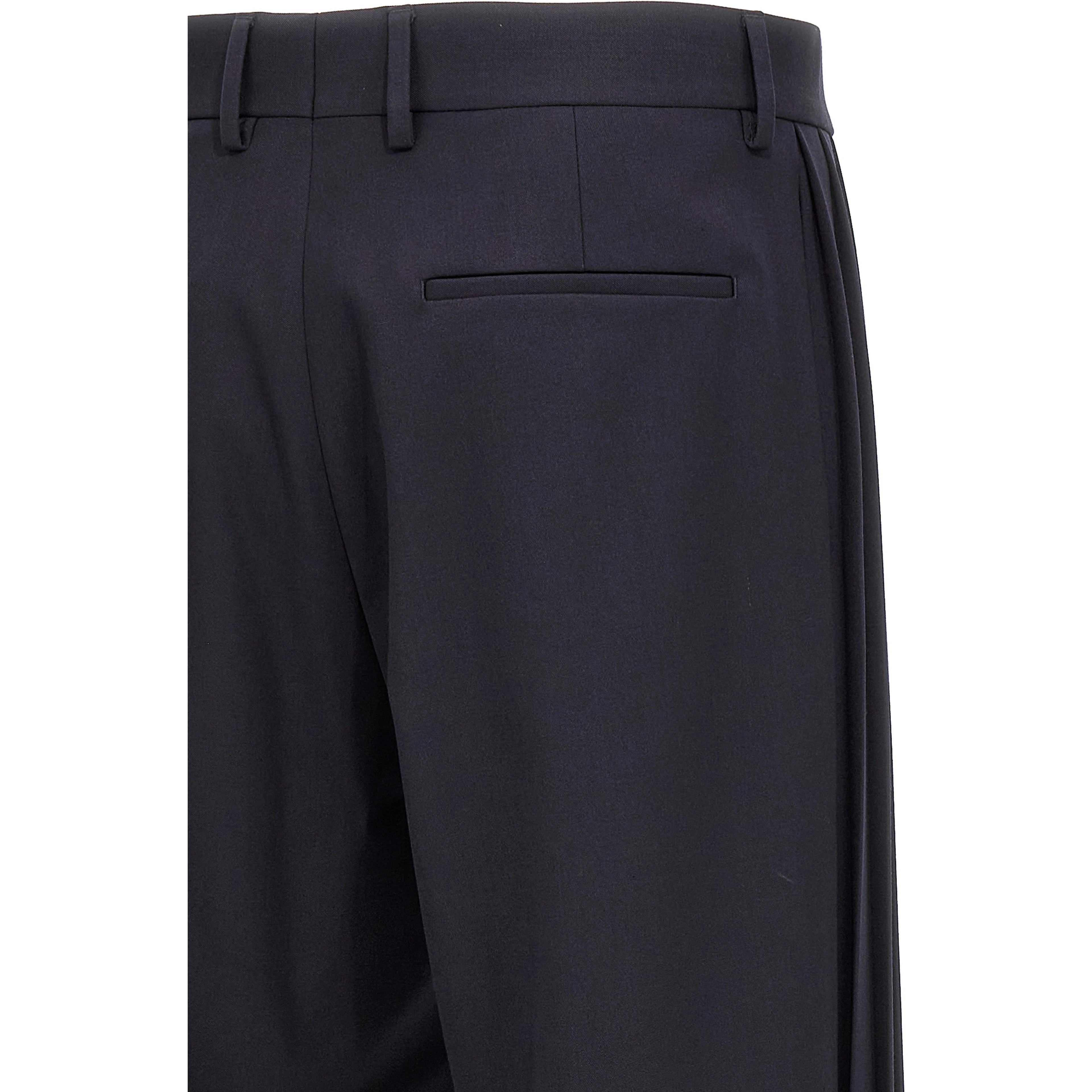 Blue Polyester Casual Pants