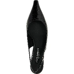 Black Calfskin Mid Heel Pumps