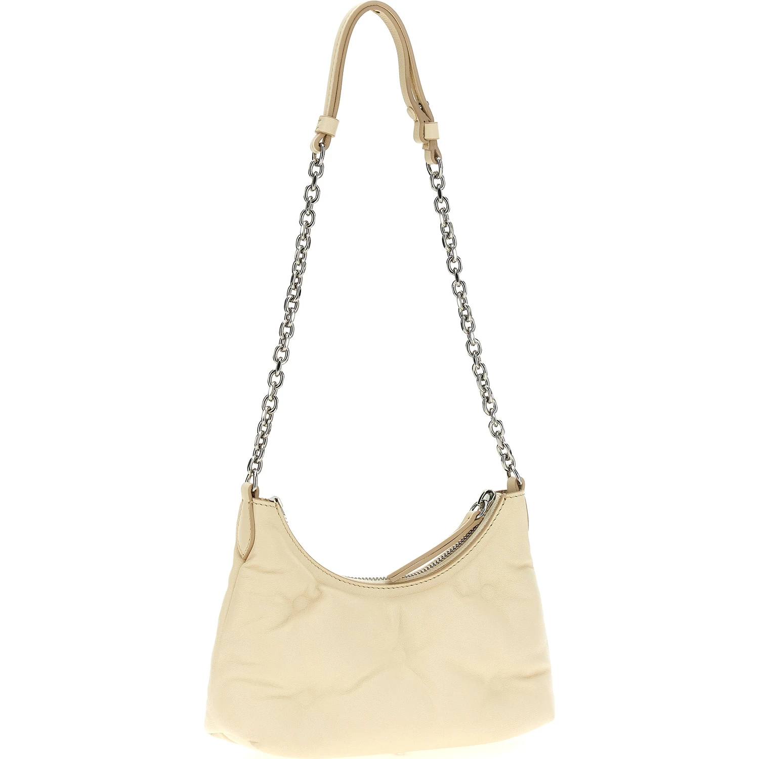 White Lamb Leather Shoulder Bag