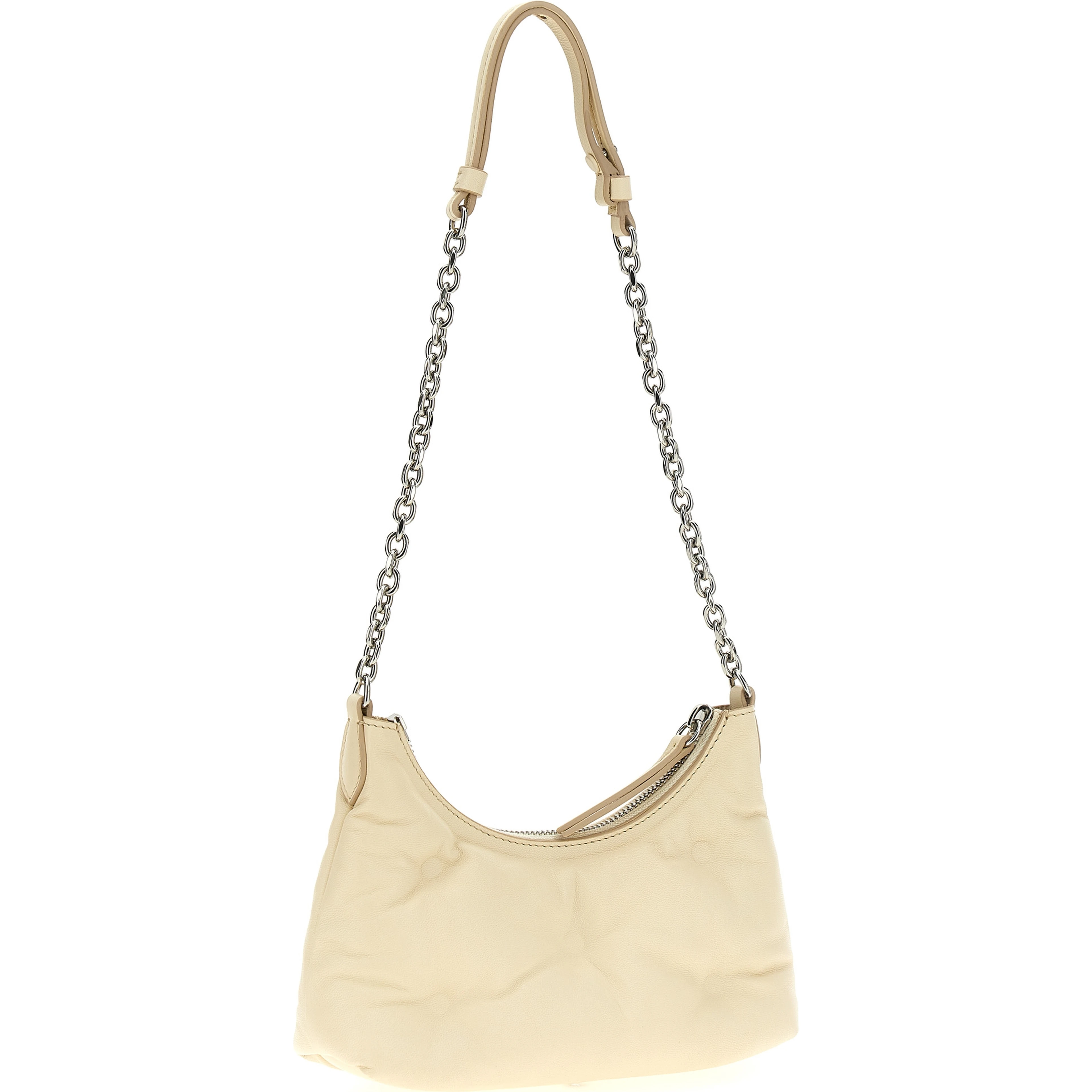 White Lamb Leather Shoulder Bag