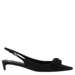 Black Viscose Mid Heel Pumps