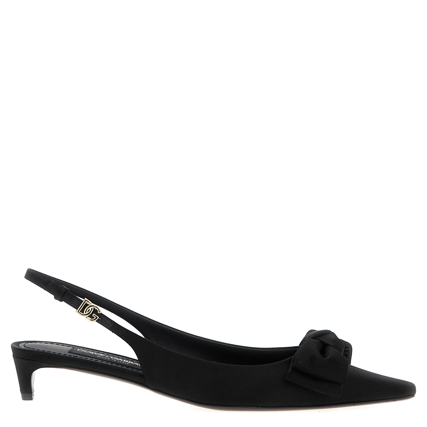 Black Viscose Mid Heel Pumps