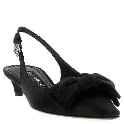 Black Viscose Mid Heel Pumps