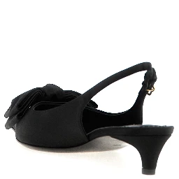 Black Viscose Mid Heel Pumps