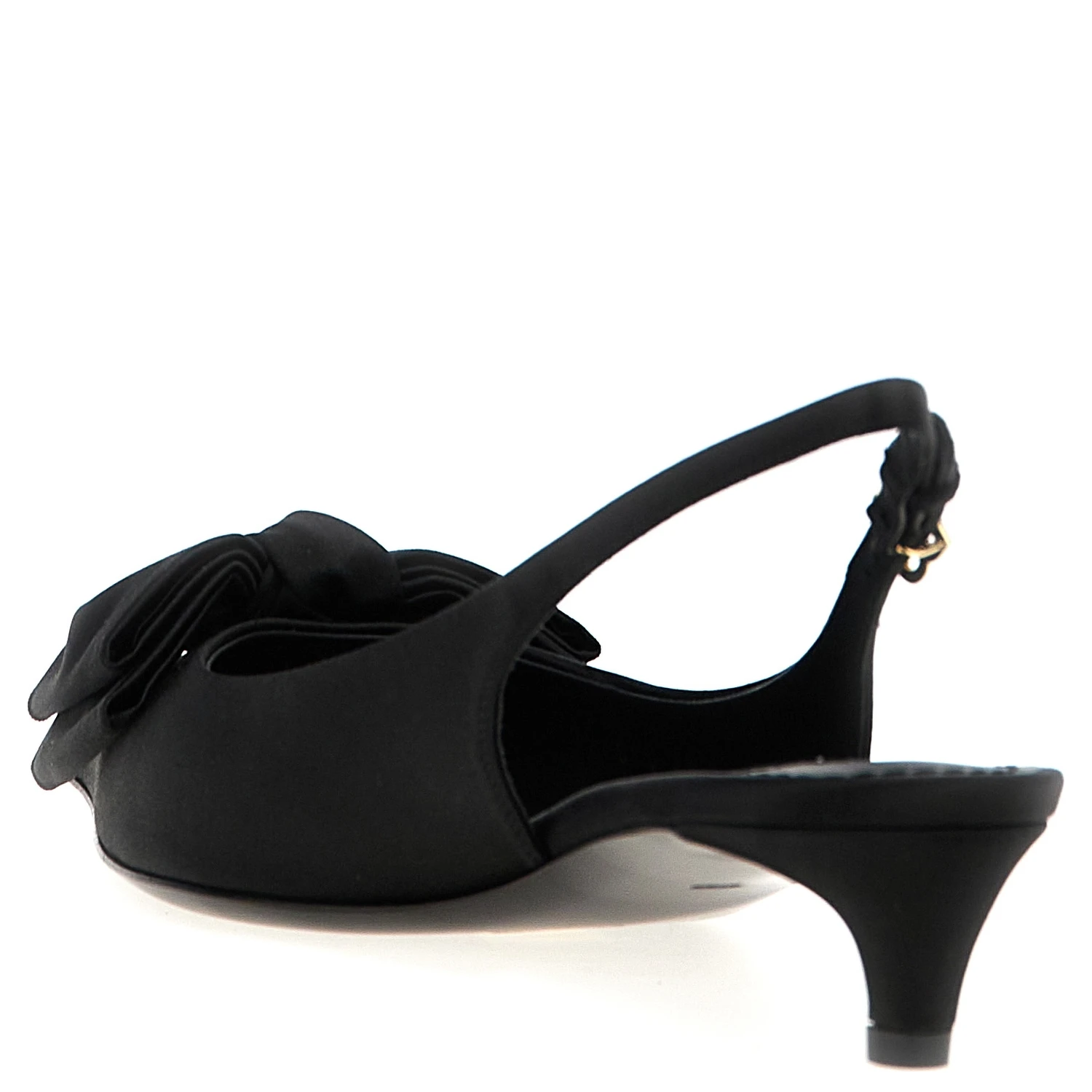Black Viscose Mid Heel Pumps