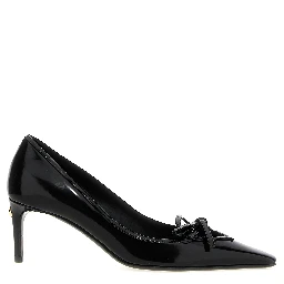 Black Calfskin Mid Heel Pumps