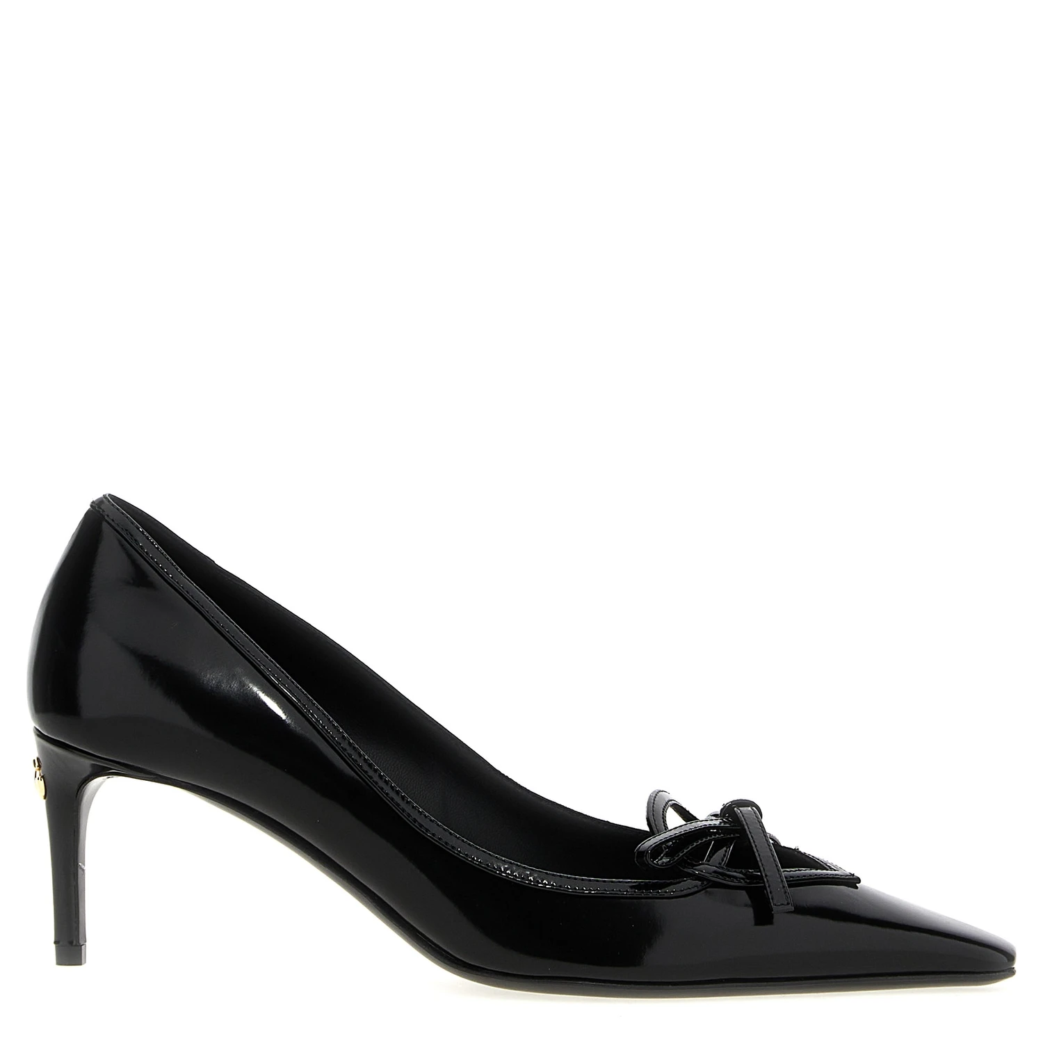 Black Calfskin Mid Heel Pumps