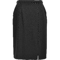 Black Virgin Wool Midi Skirt