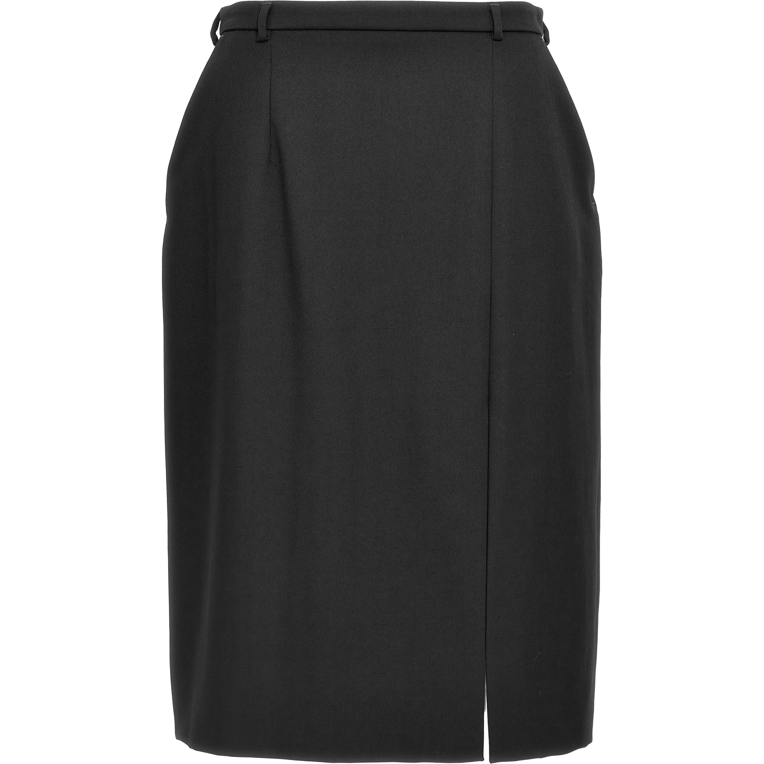 Black Virgin Wool Midi Skirt