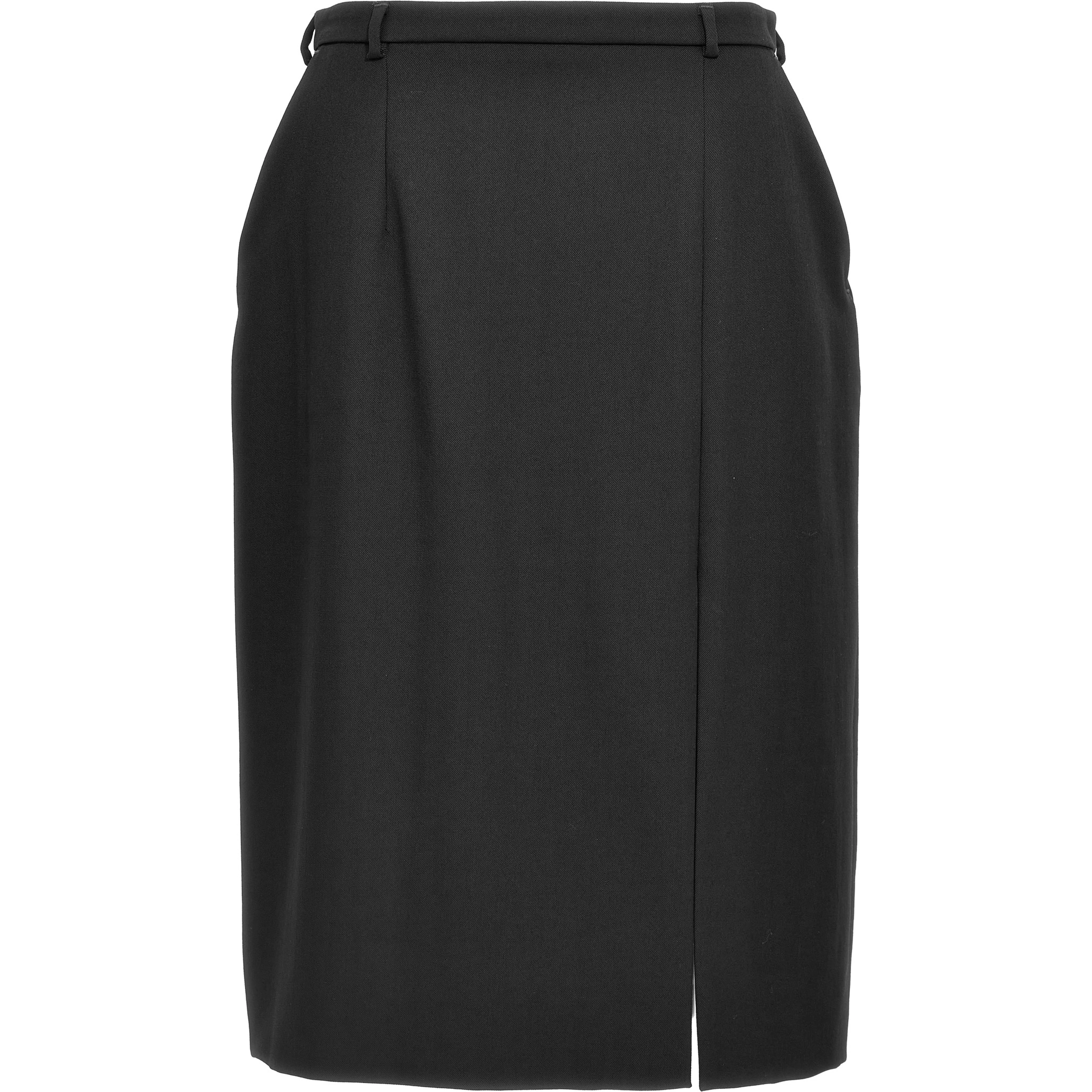 Black Virgin Wool Midi Skirt