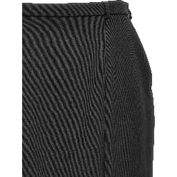 Black Virgin Wool Midi Skirt