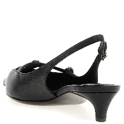 Black Lamb Leather Mid Heel Pumps