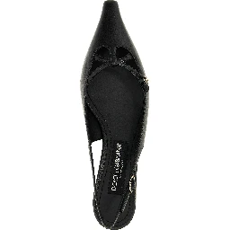 Black Lamb Leather Mid Heel Pumps