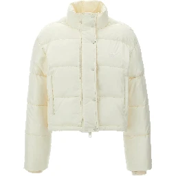 White Polyester Full-Length Jacket