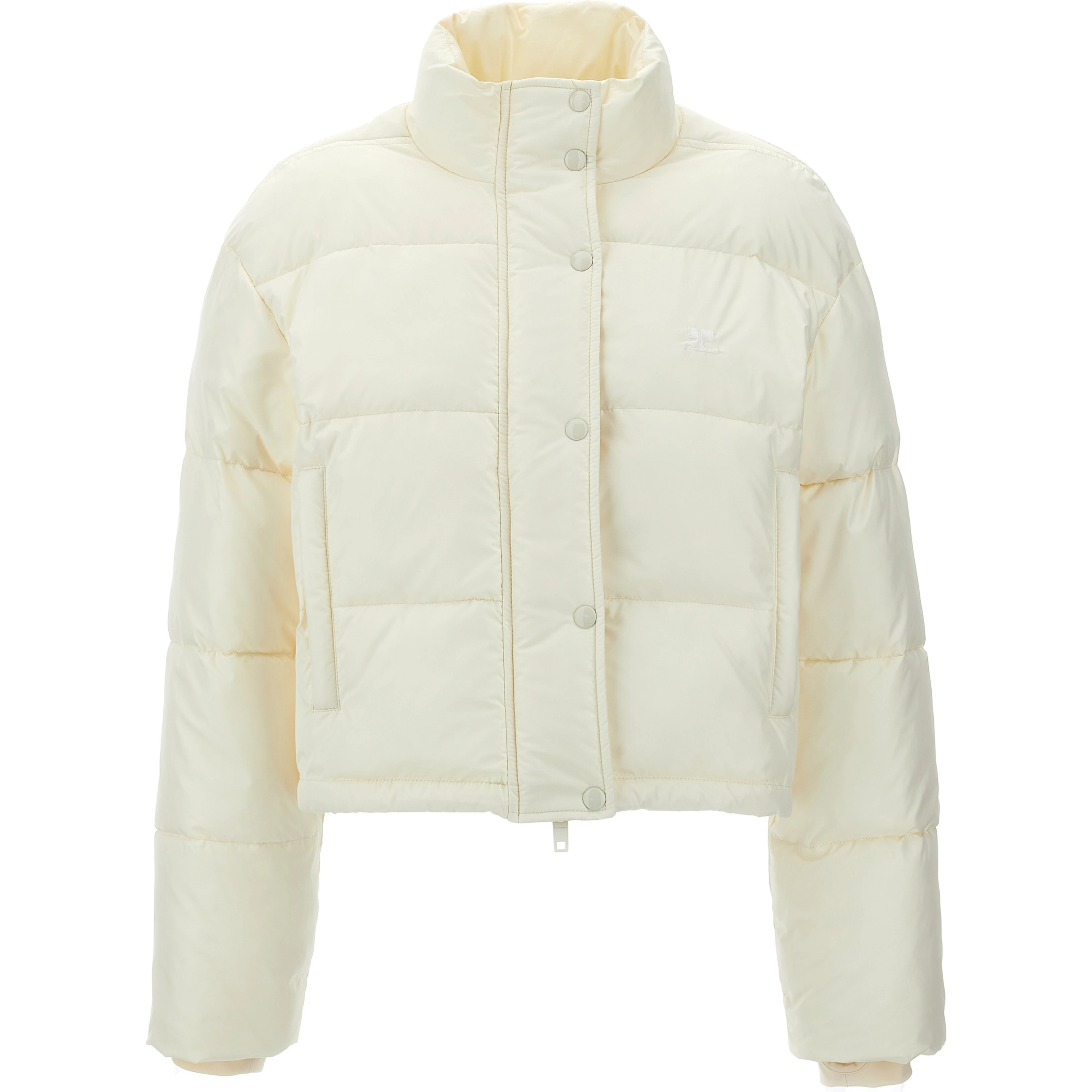 White Polyester Full-Length Jacket