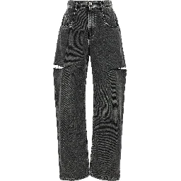 Black Cotton Straight-Leg Jeans