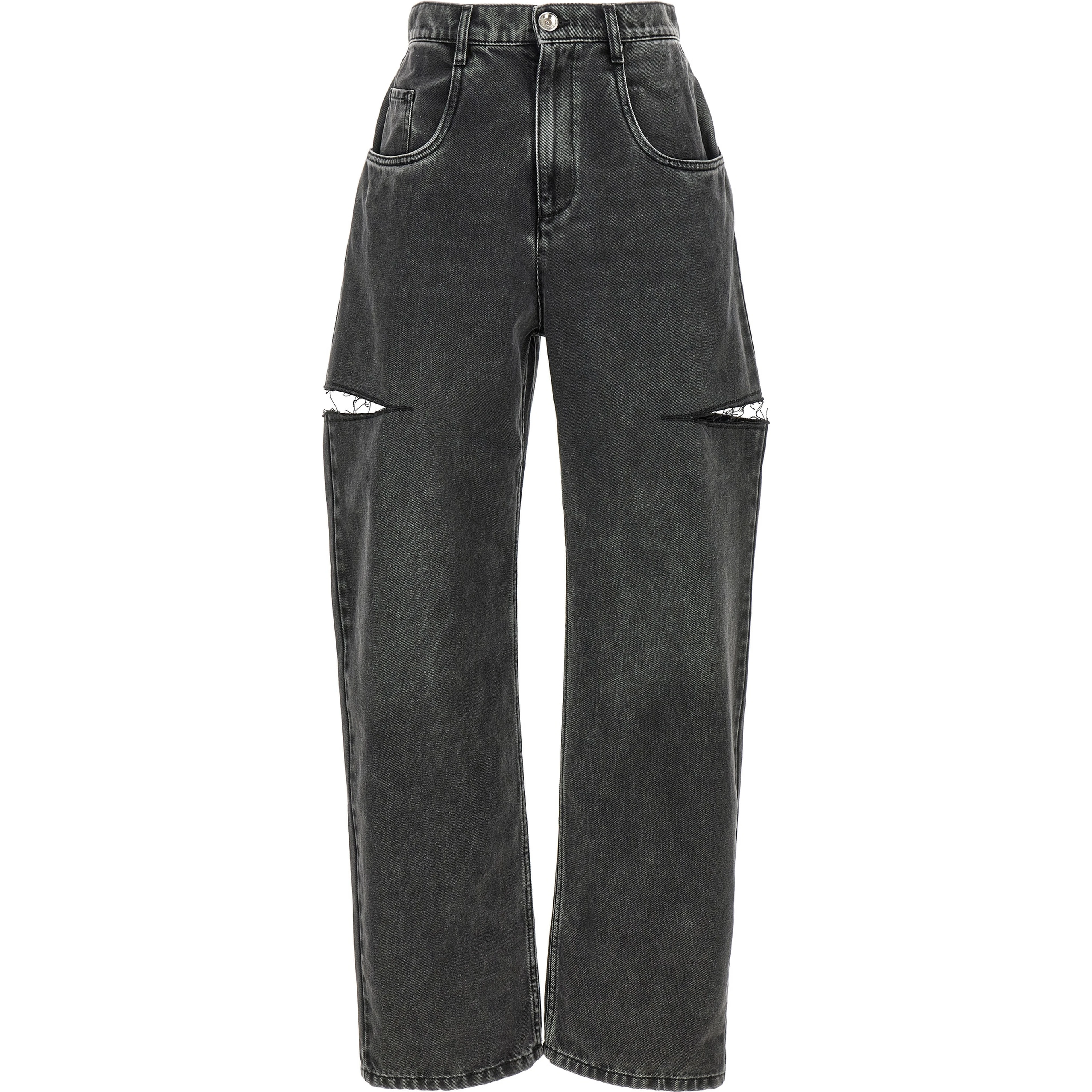 Black Cotton Straight-Leg Jeans