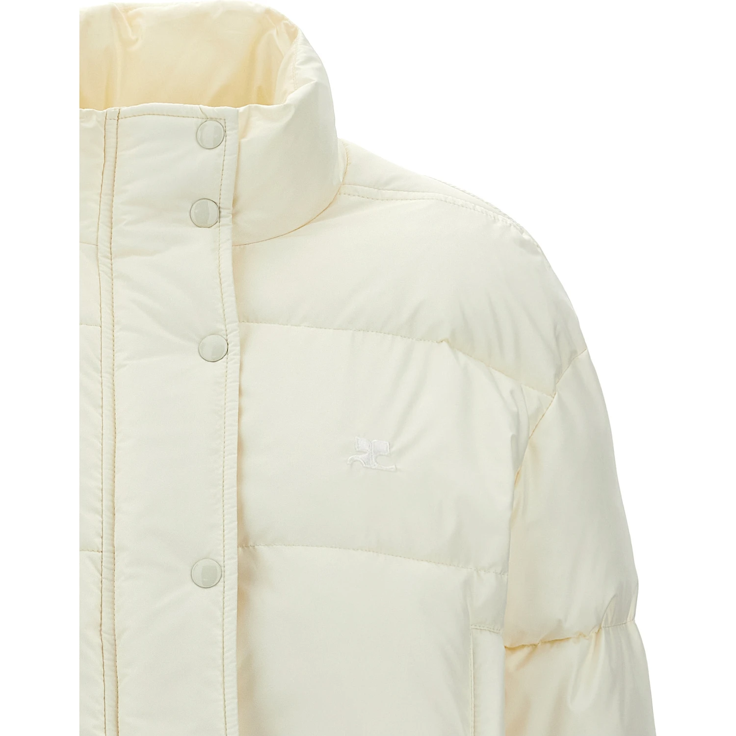 White Polyester Full-Length Jacket