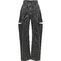 Black Cotton Straight-Leg Jeans