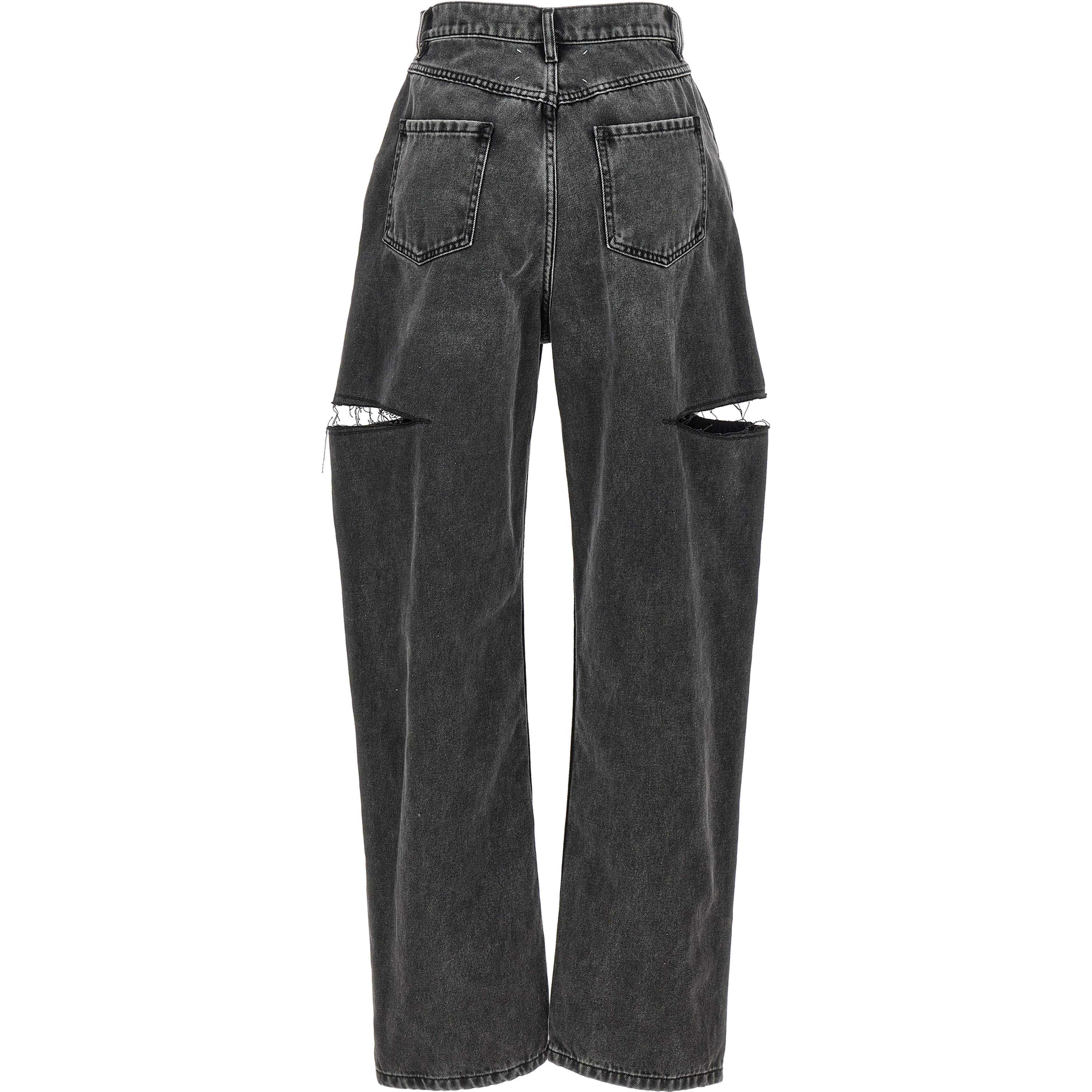 Black Cotton Straight-Leg Jeans