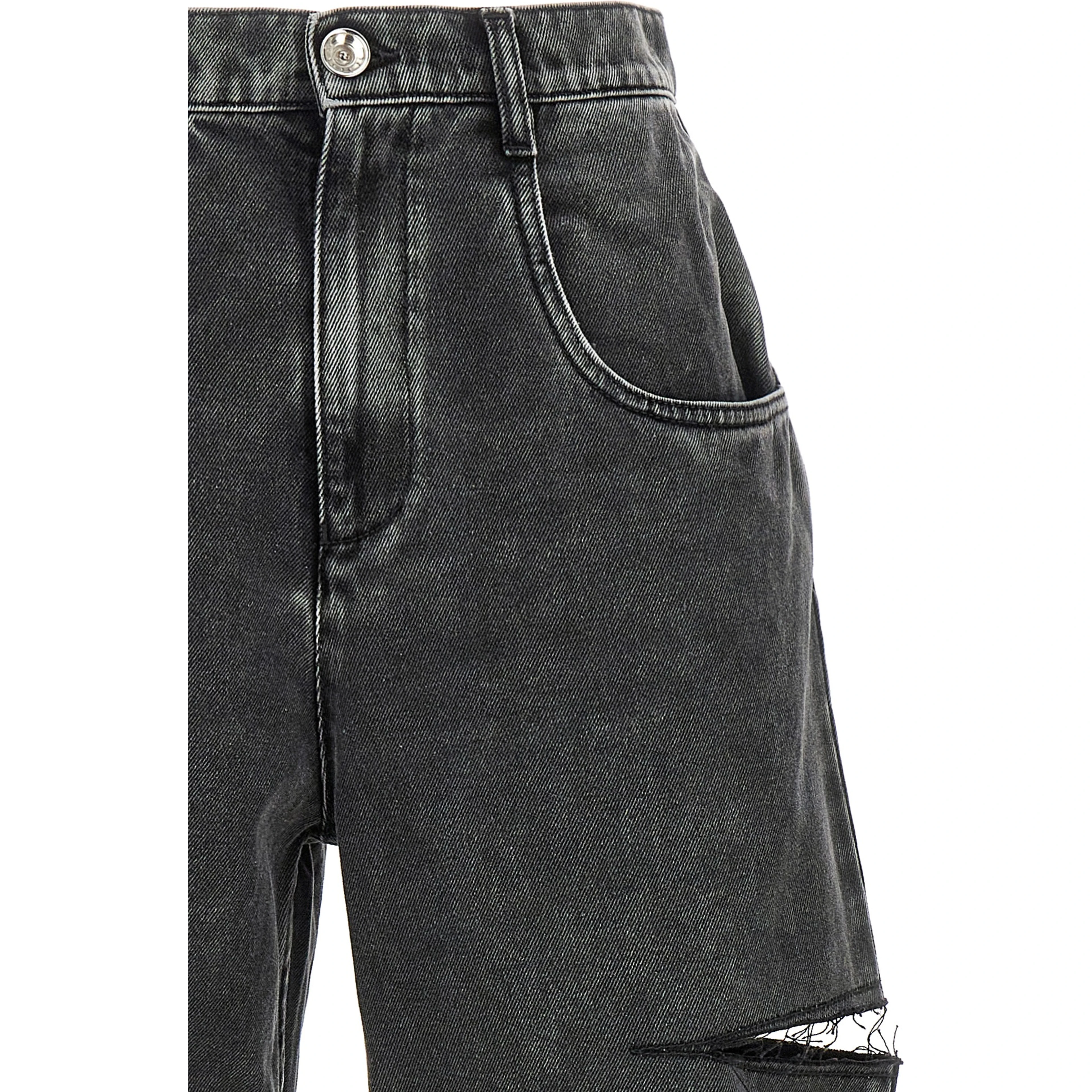 Black Cotton Straight-Leg Jeans