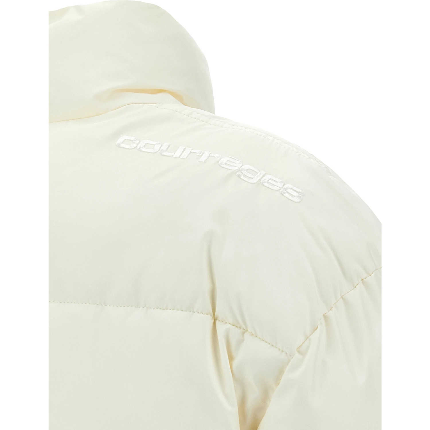 White Polyester Full-Length Jacket