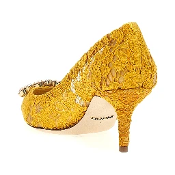 Bicolor Viscose Mid Heel Pumps