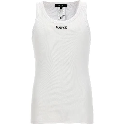 White Cotton Sleeveles T-Shirt