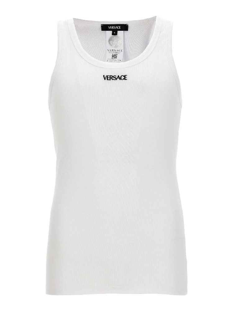 White Cotton Sleeveles T-Shirt