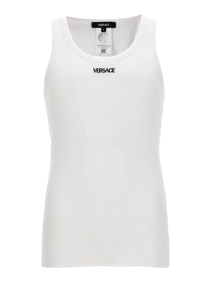 White Cotton Sleeveles T-Shirt