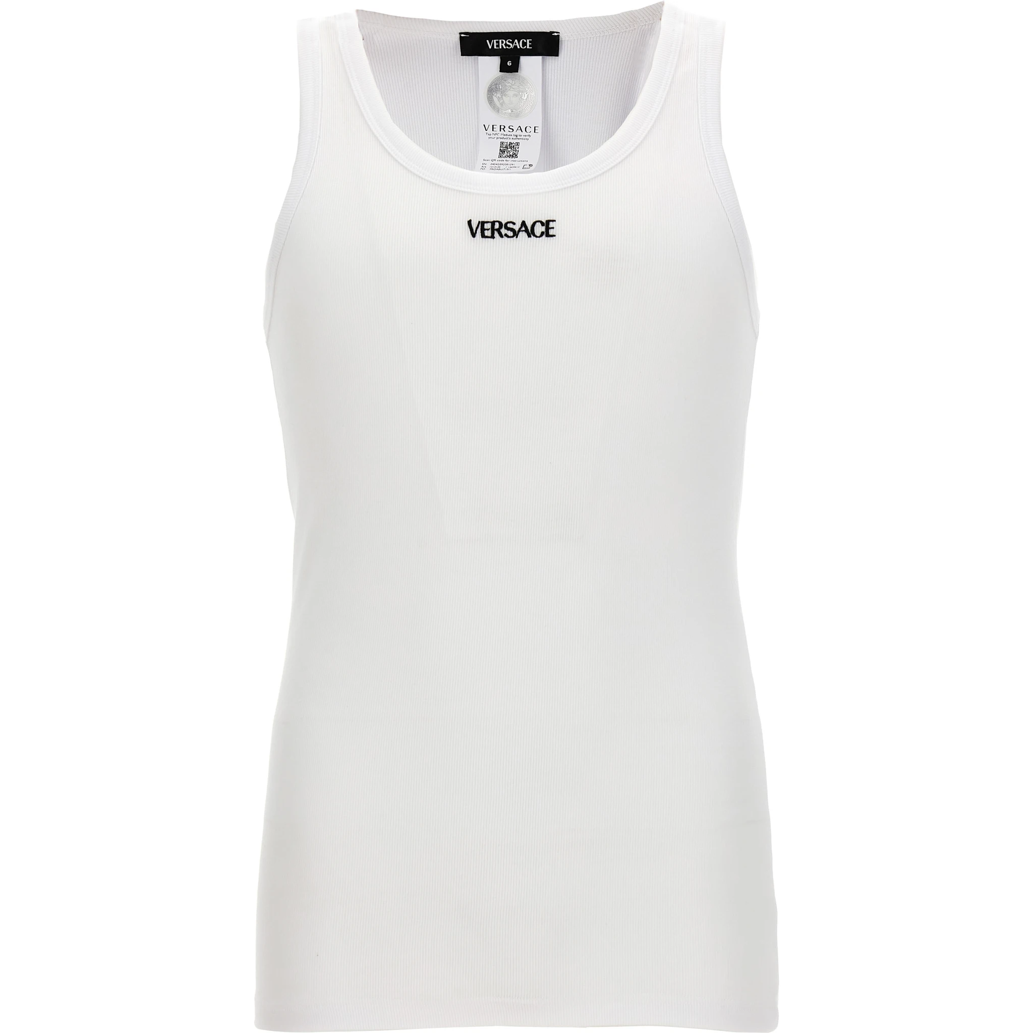 White Cotton Sleeveles T-Shirt