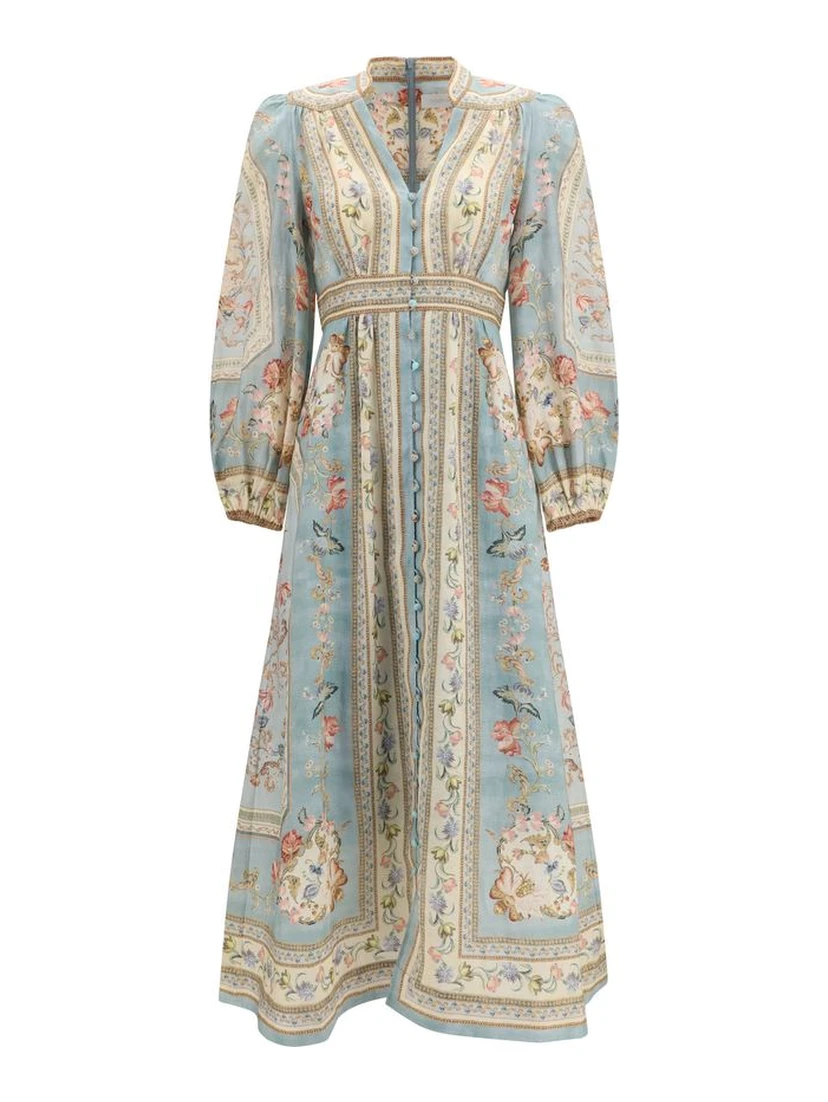 Multicolor Linen Casual Dress
