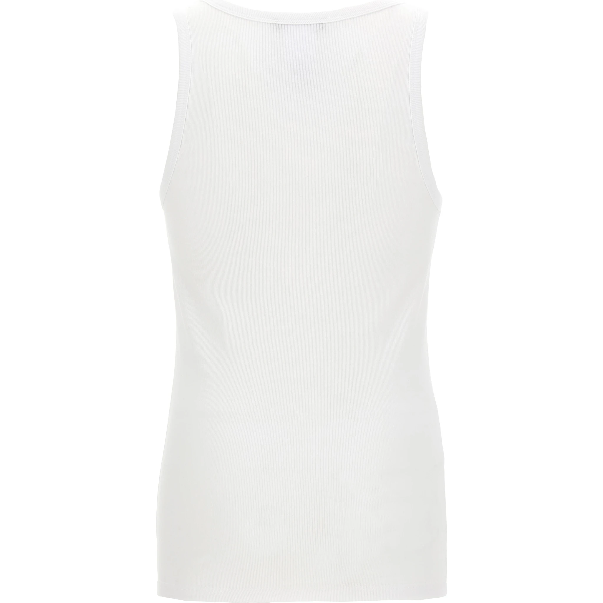 White Cotton Sleeveles T-Shirt