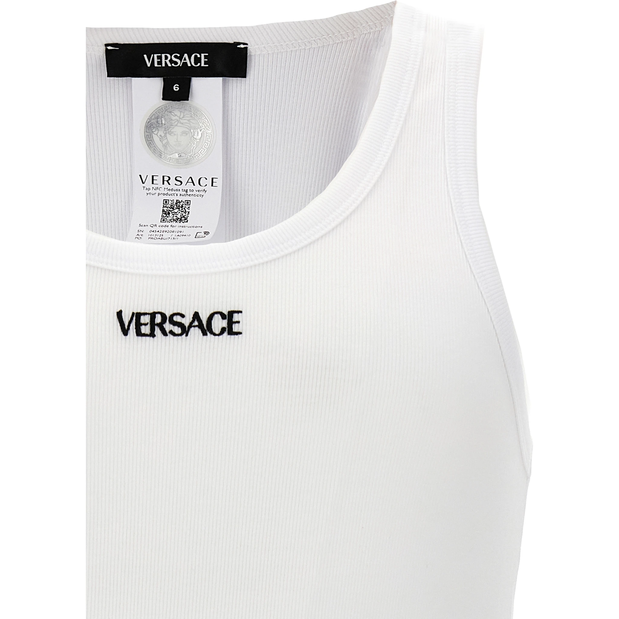 White Cotton Sleeveles T-Shirt