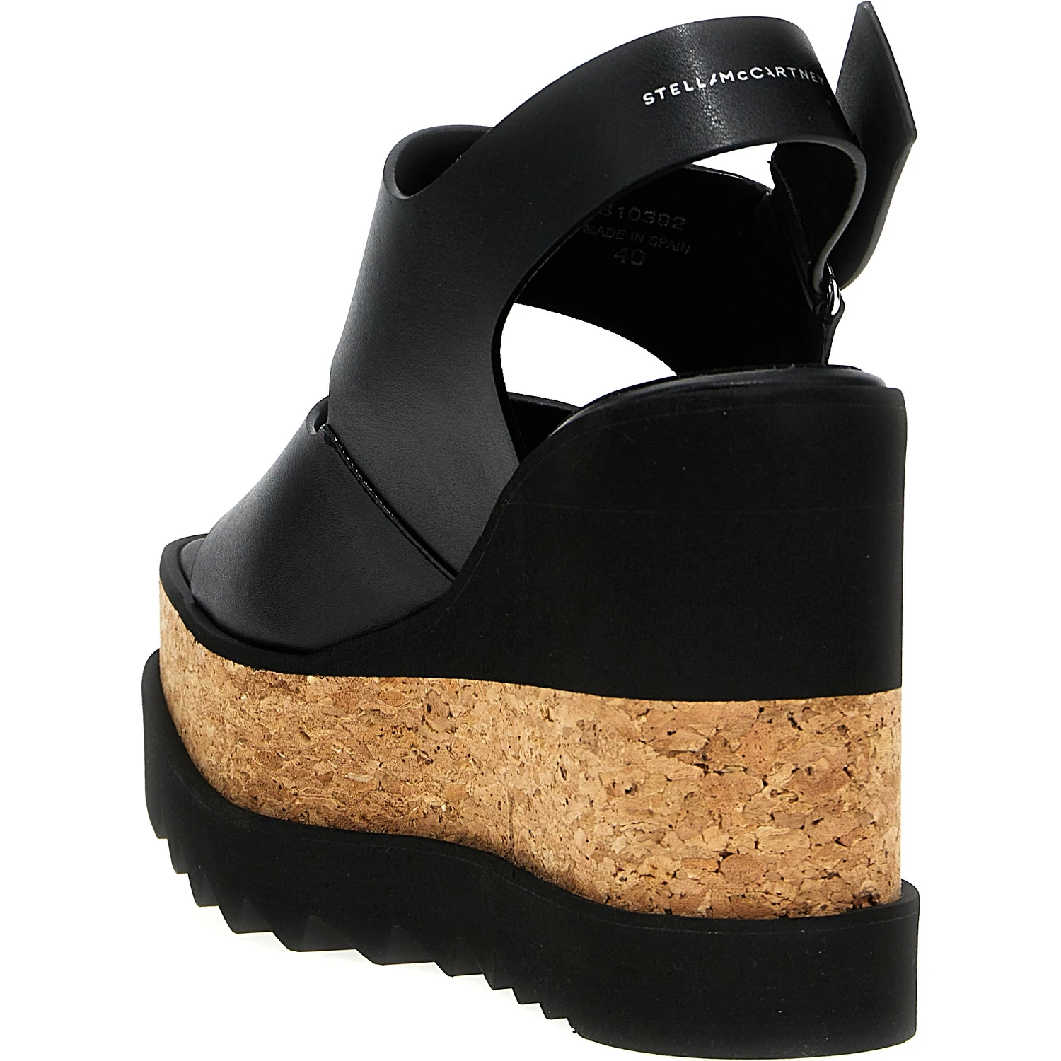 Black Polyester Wedge Sandals