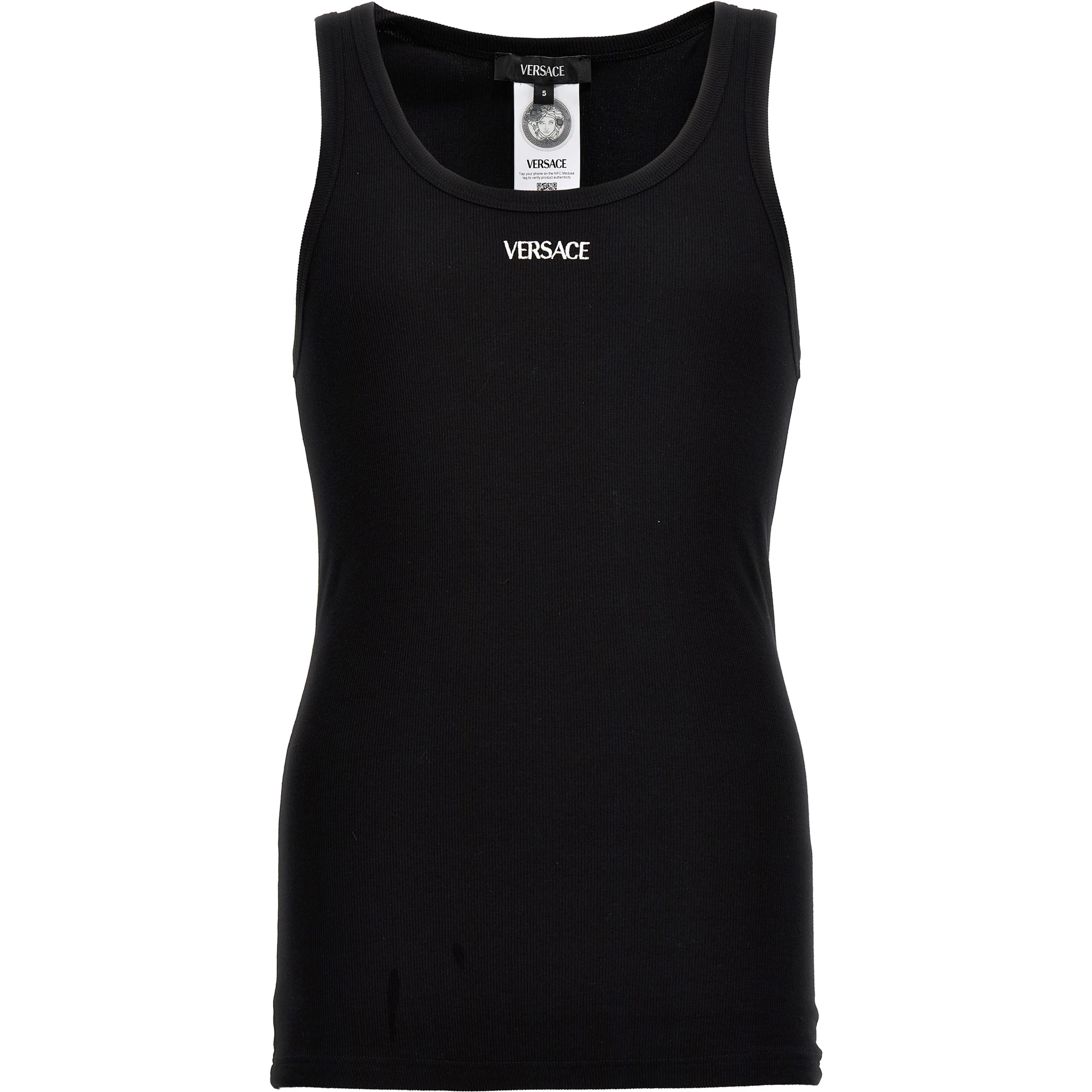 Black Cotton Sleeveles T-Shirt