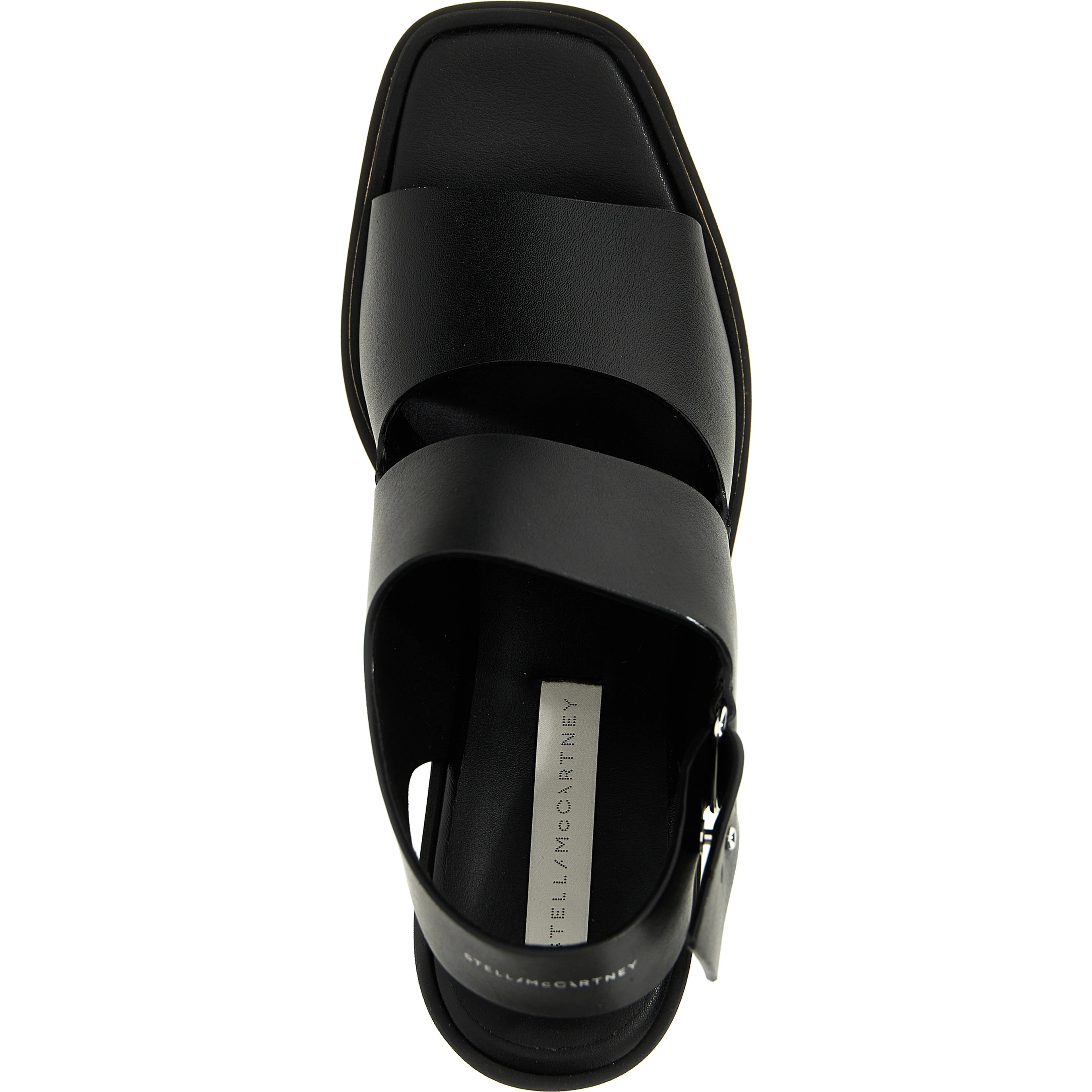 Black Polyester Wedge Sandals