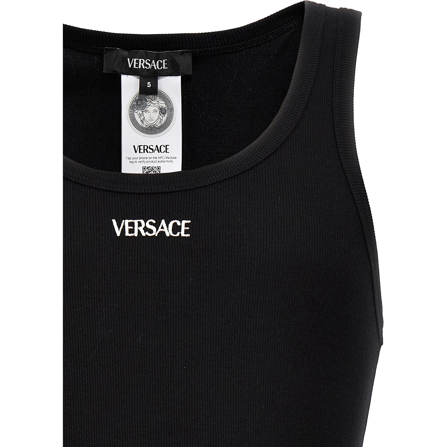Black Cotton Sleeveles T-Shirt