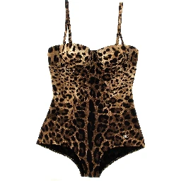 Brown Polyamide One-Piece Swimsuit