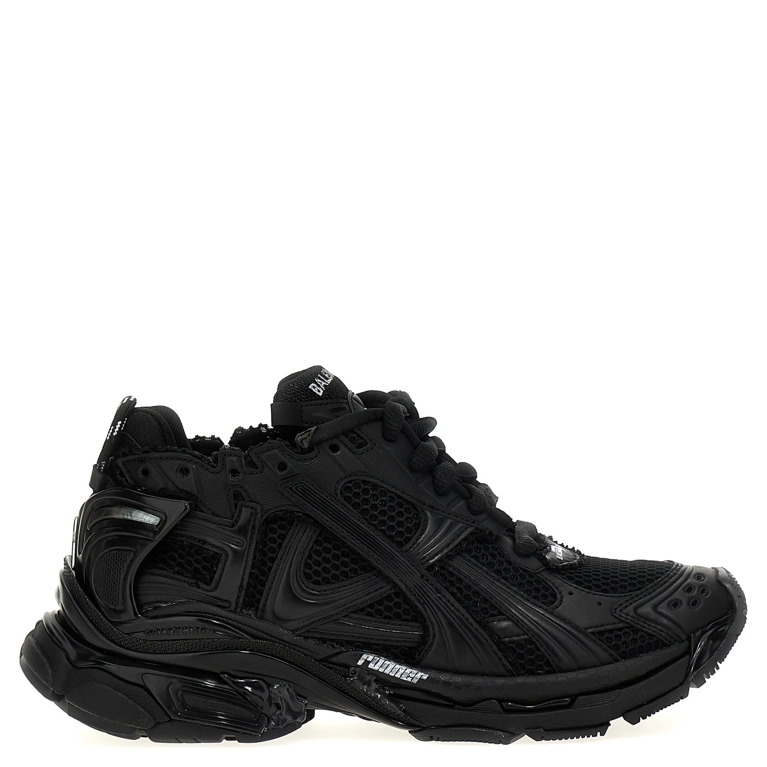 Black Polyester Athletic Sneakers