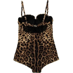 Brown Polyamide One-Piece Swimsuit