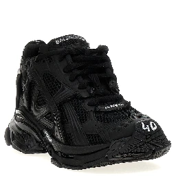 Black Polyester Athletic Sneakers