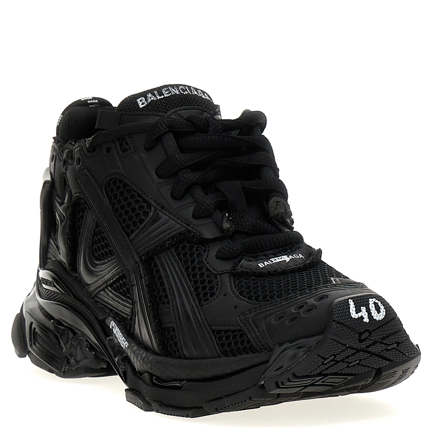 Black Polyester Athletic Sneakers