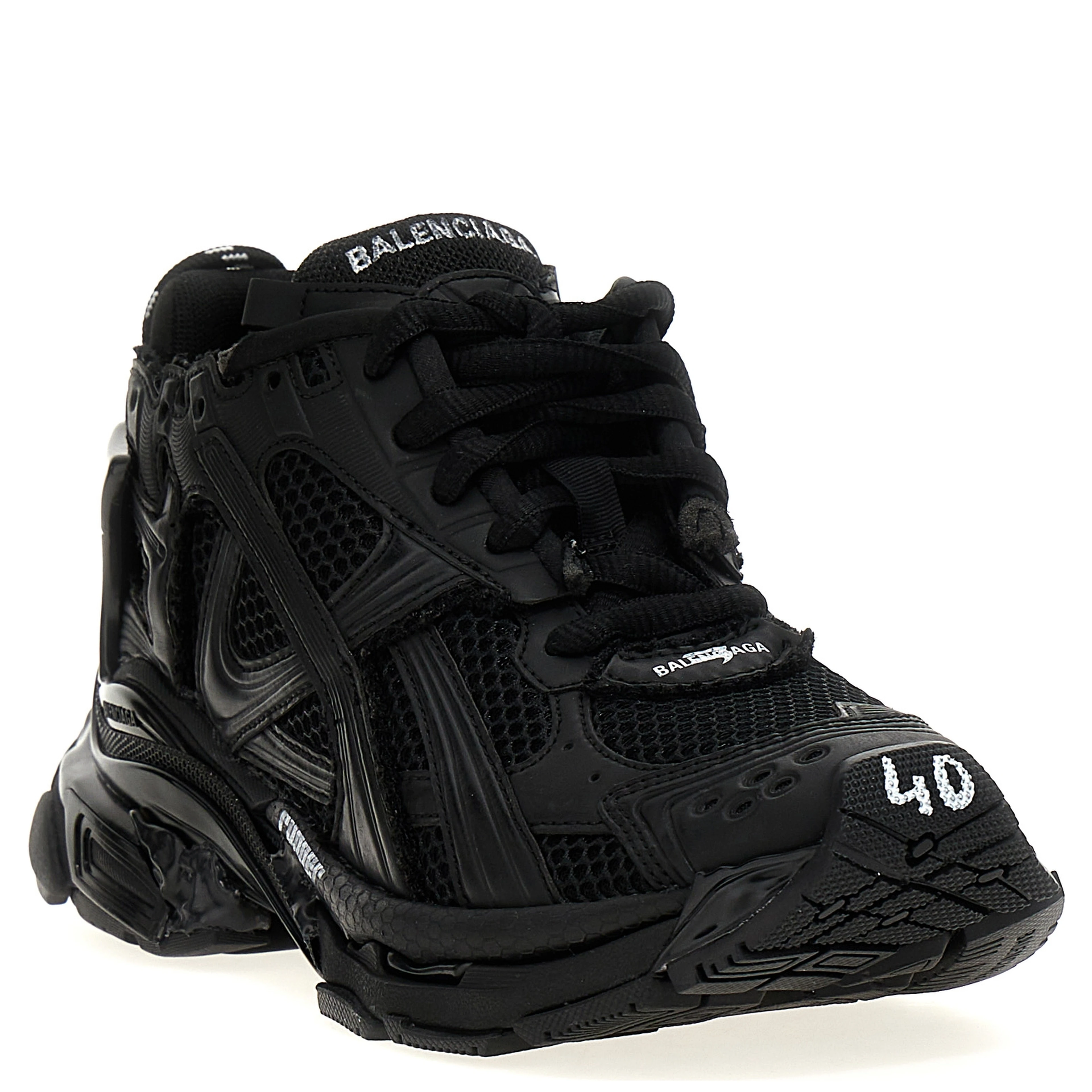 Black Polyester Athletic Sneakers