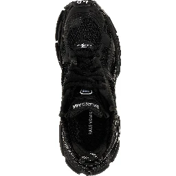 Black Polyester Athletic Sneakers