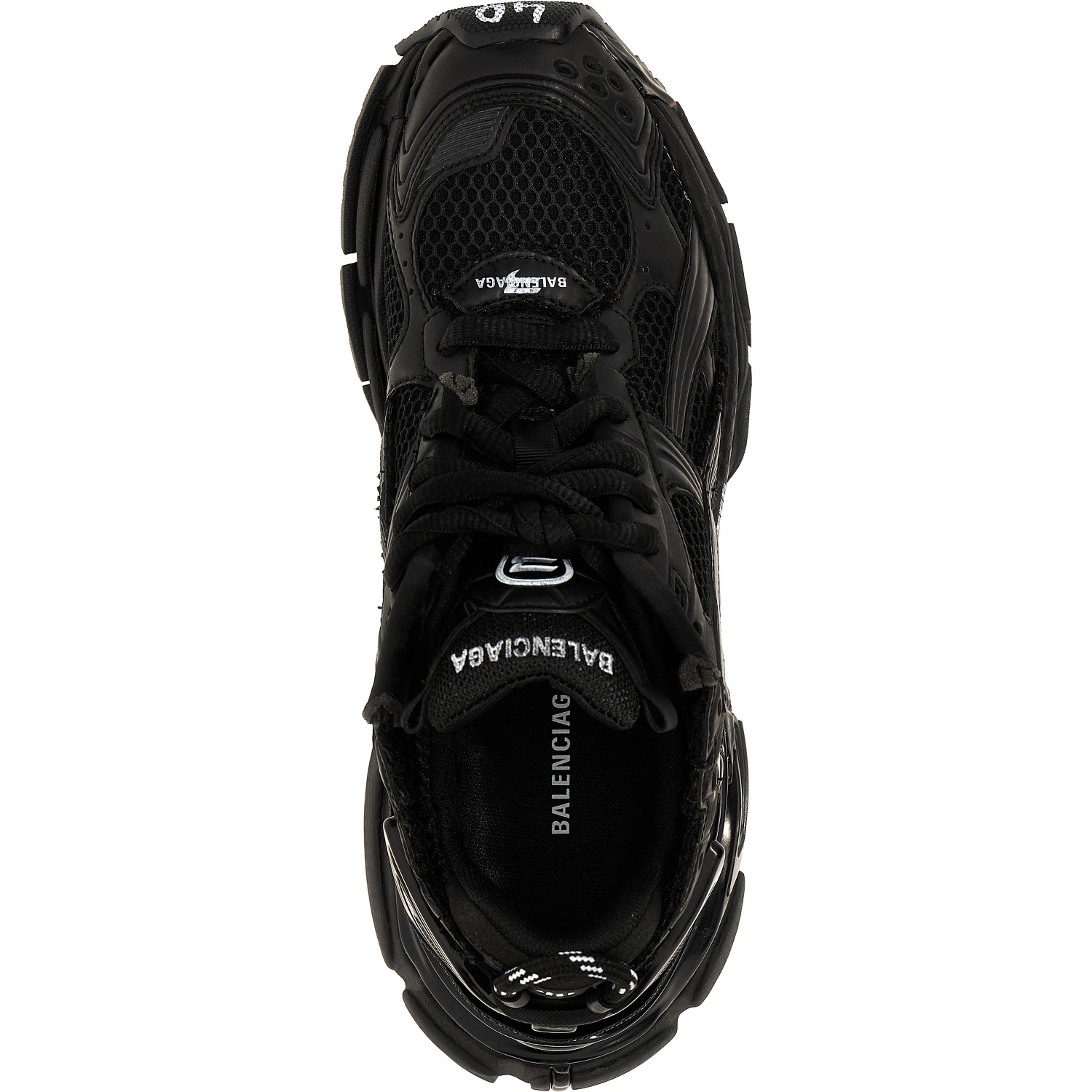 Black Polyester Athletic Sneakers